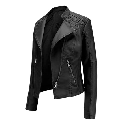 Women's Eco-Leather Lace-Up Detail Biker Jacket - Wnkrs