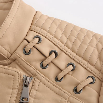 Women's Eco-Leather Lace-Up Detail Biker Jacket - Wnkrs