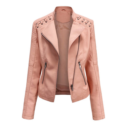 Women's Eco-Leather Lace-Up Detail Biker Jacket - Wnkrs