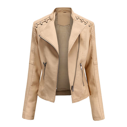 Women's Eco-Leather Lace-Up Detail Biker Jacket - Wnkrs