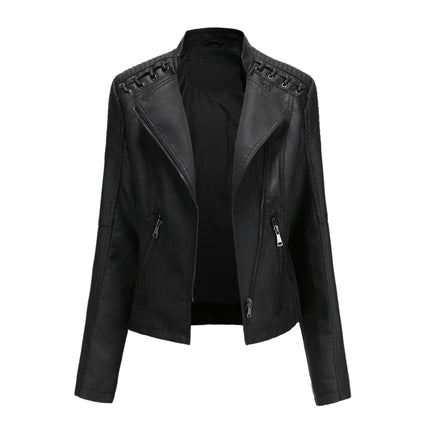 Women's Eco-Leather Lace-Up Detail Biker Jacket - Wnkrs