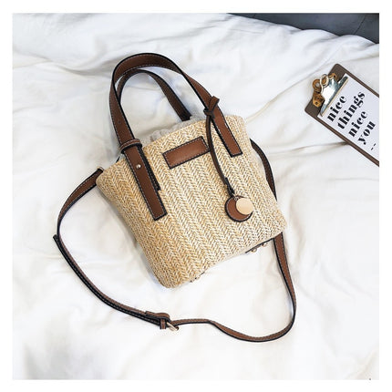 Compact Fashion Straw Bucket Bag - Wnkrs