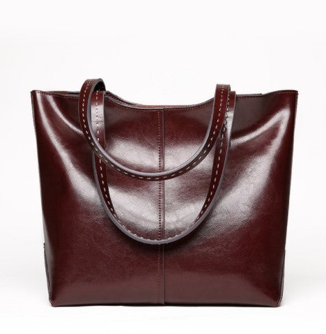 Women's Glance Leather Stitched Strap Shoulder Bag