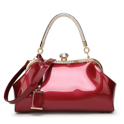 Fashion Patent Leather Bag with Diamonds - Wnkrs