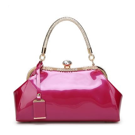 Fashion Patent Leather Bag with Diamonds - Wnkrs