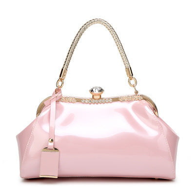 Fashion Patent Leather Bag with Diamonds - Wnkrs