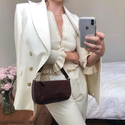 Women's Retro Classic Crocodile Pattern Shoulder Bag - Wnkrs