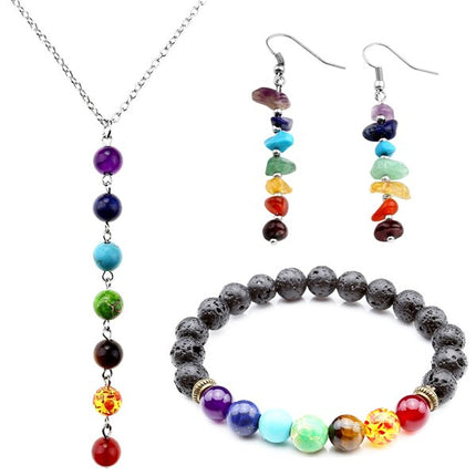 7 Chakra Bracelet, Necklace and Earrings Set - wnkrs