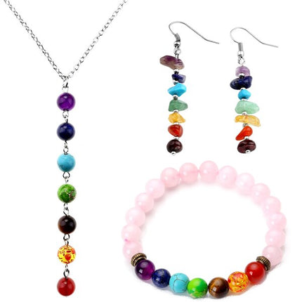 7 Chakra Bracelet, Necklace and Earrings Set - wnkrs