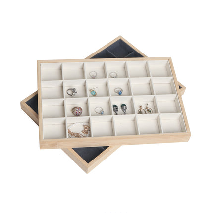 24-Grid Bamboo Jewelry Storage Organizer - wnkrs