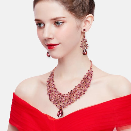 Women's Vintage Rhinestones Statement Necklace with Earrings Set - Wnkrs