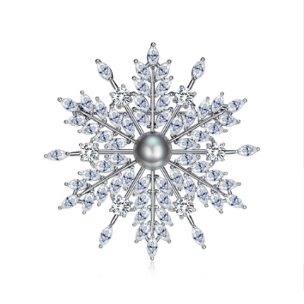 Enigma Flower Pearl and Rhinestone Brooch - wnkrs