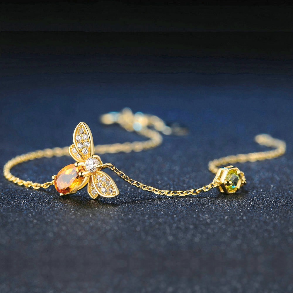 Elegant Citrine Bee Bracelet