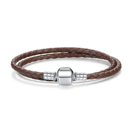 Double Braided Leather Chain Bracelet for Women - Wnkrs