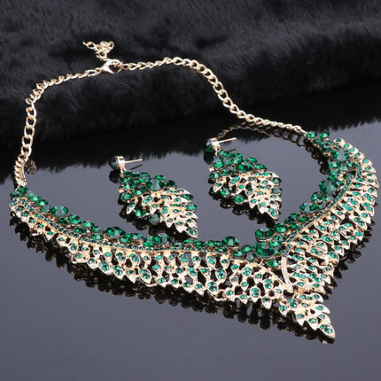Luxurious Crystal Leaf Shaped Jewelry Set for Women - Wnkrs