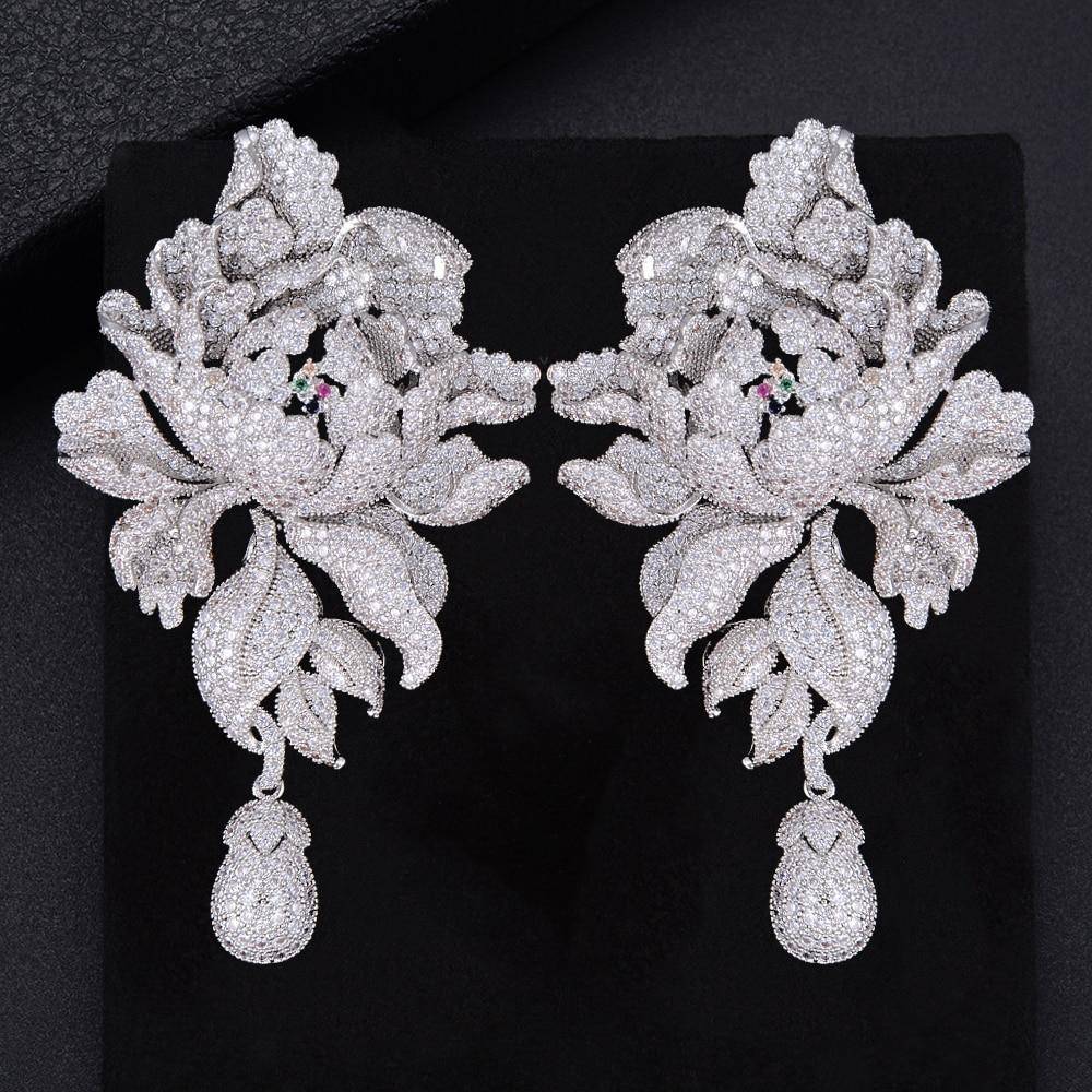 Luxury Peony Flower Wedding Earrings