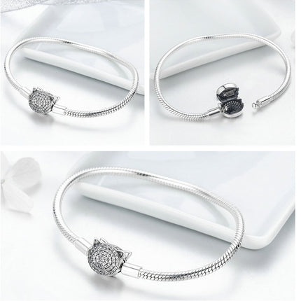 Women's Sterling Silver Crystal Cat Bracelet - Wnkrs