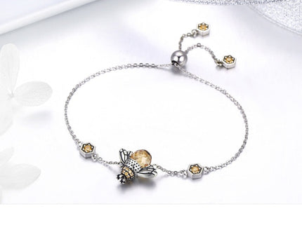 Silver Bracelet with Dancing Honey Bee Charm - wnkrs