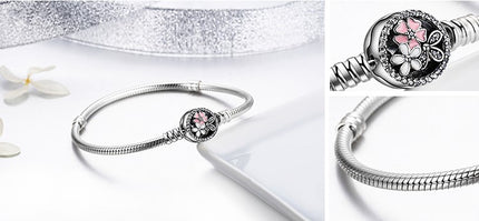 Elegant Sterling Silver Women’s Bracelet with Zirconia Flower Charm - Wnkrs