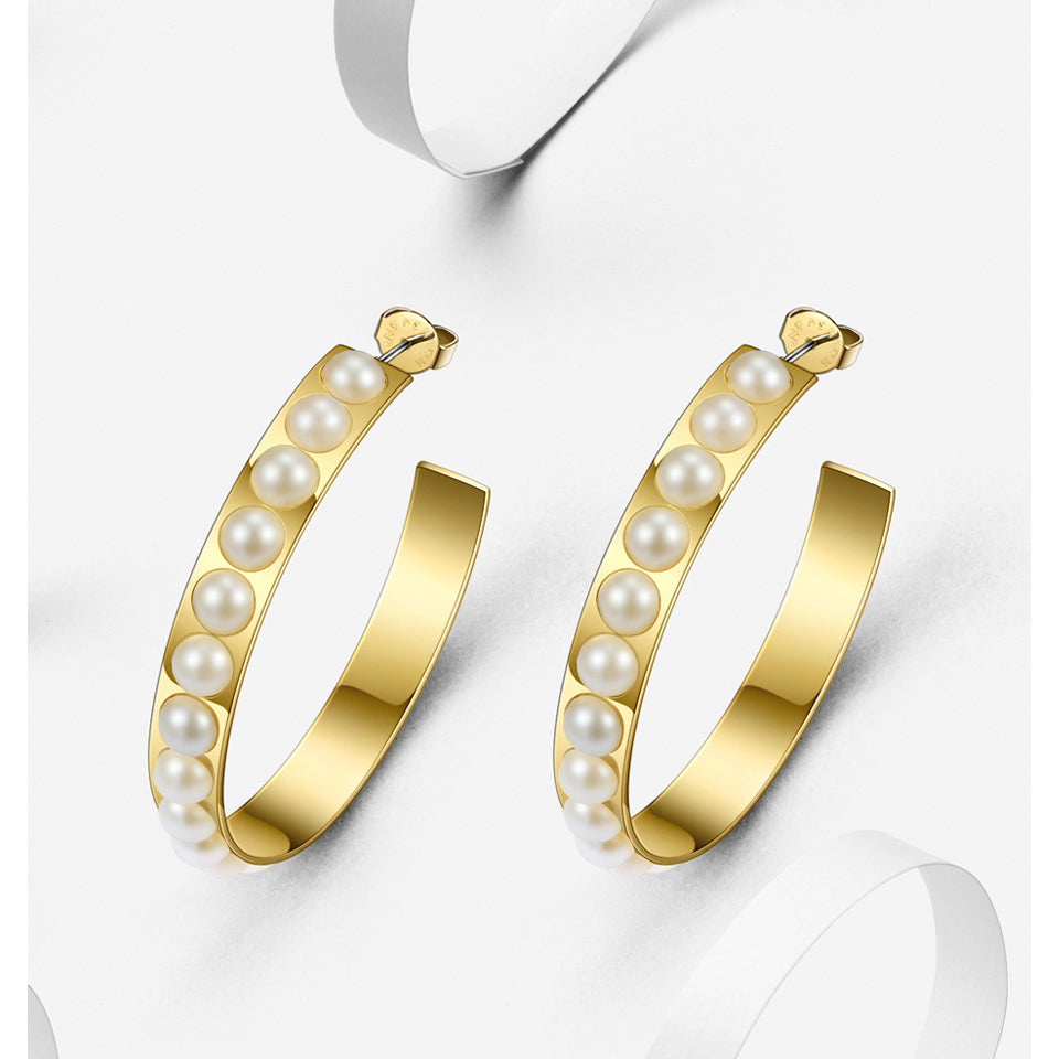 Women’s Pearls Hooped Earrings