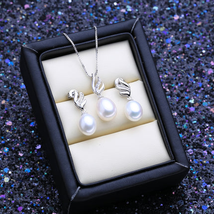Women’s Stylish 925 Silver Pearls Necklace and Earrings Jewelry 3 pcs Set - Wnkrs