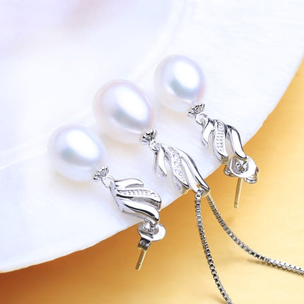 Women’s Stylish 925 Silver Pearls Necklace and Earrings Jewelry 3 pcs Set - Wnkrs