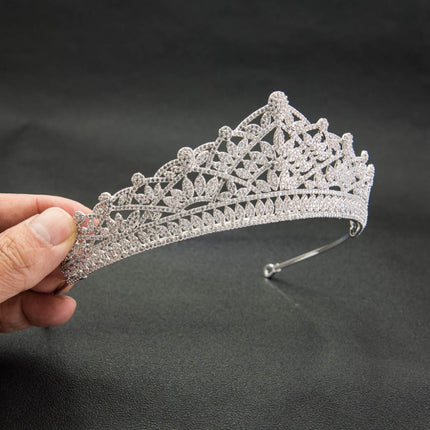 Classic Cubic Zirconia Bridal Silver Tiara - wnkrs