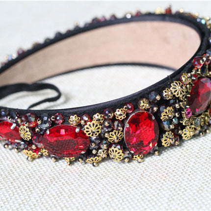 Luxurious Baroque Style Headband with Rhinestones - Wnkrs