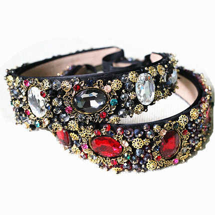 Luxurious Baroque Style Headband with Rhinestones - Wnkrs