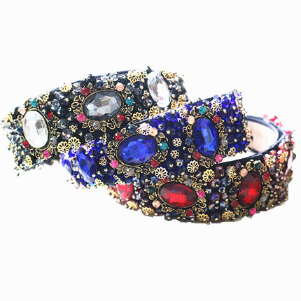 Luxurious Baroque Style Headband with Rhinestones - Wnkrs