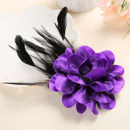 Colorful Flower Lapel Pin with Feathers - Wnkrs