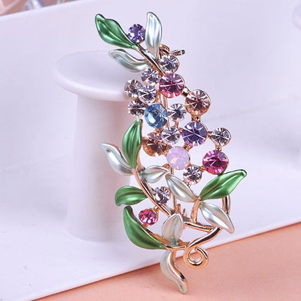 Luxury Floral Colorful Crystal Brooch - Wnkrs
