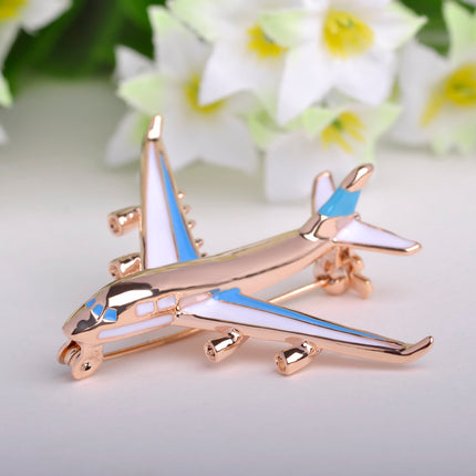Cute Airplane Shaped Shiny Metal Brooch - Wnkrs