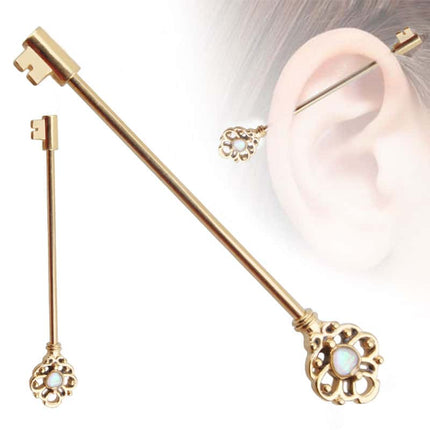 Fashionable Key Style Ear Industrial Barbell Piercing - Wnkrs