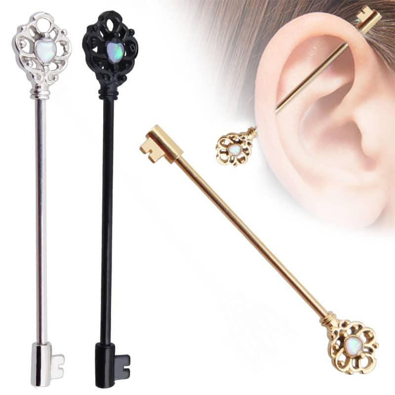 Fashionable Key Style Ear Industrial Barbell Piercing