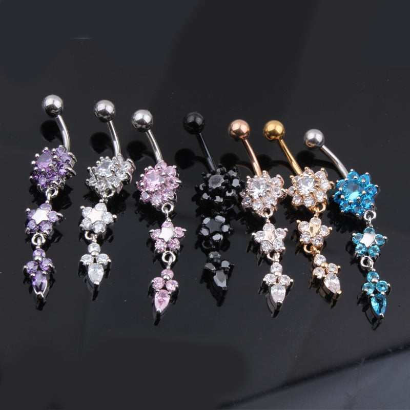 Belly Button Piercing Jewelry with Floral Designs
