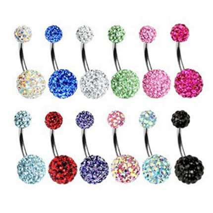 Double Crystal Balls Belly Piercing - Wnkrs