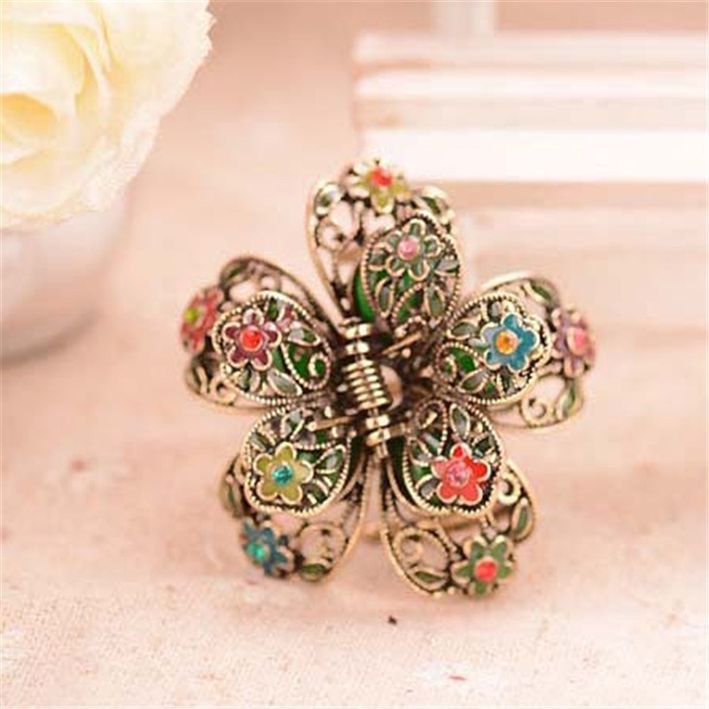 Enamel Colorful Charming Flowers Design Hair Clip