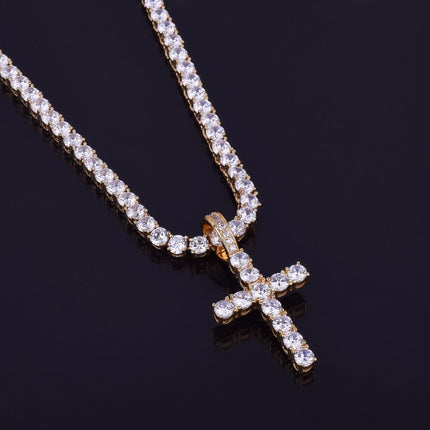 Men's Cross Shaped Rhinestones Decorated Pendant Necklace - Wnkrs