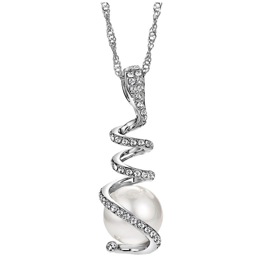 Elegant Women’s Pendant with Rhinestones & Simulated Pearl