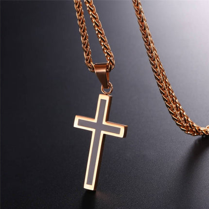 Enamel Cross Design Steel Men's Pendant Necklace - Wnkrs