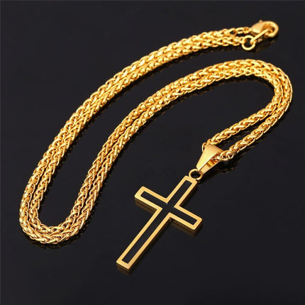 Enamel Cross Design Steel Men's Pendant Necklace - Wnkrs
