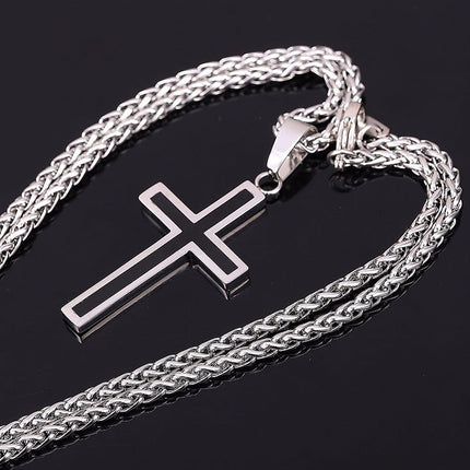 Enamel Cross Design Steel Men's Pendant Necklace - Wnkrs