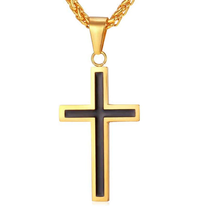 Enamel Cross Design Steel Men's Pendant Necklace - Wnkrs