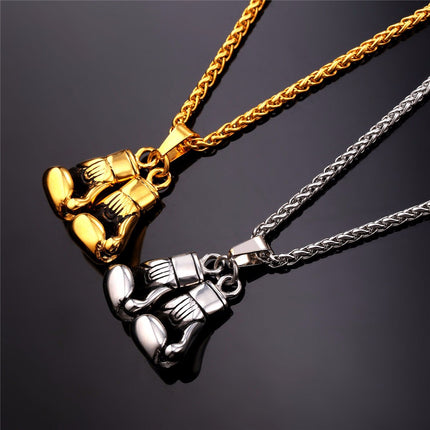 Boxing Gloves Design Steel Men's Pendant Necklace - Wnkrs