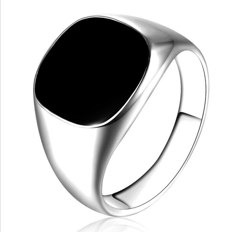Classic Black Enamel Ring