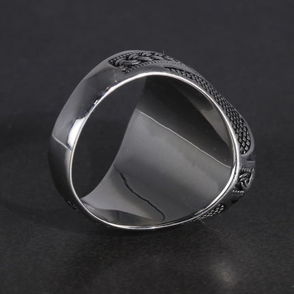 Men's Pure 925 Sterling Silver Ring with Red Stone - Wnkrs