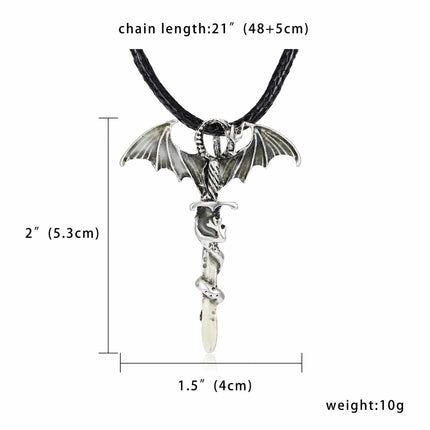 Fluorescent Vintage Luminous Dragon Silhouette Necklace - Wnkrs
