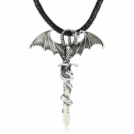 Fluorescent Vintage Luminous Dragon Silhouette Necklace - Wnkrs