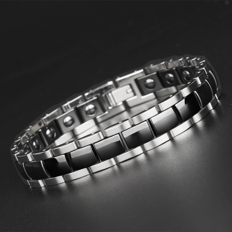 Men's Polished Titanium Steel and Ceramic Bracelet